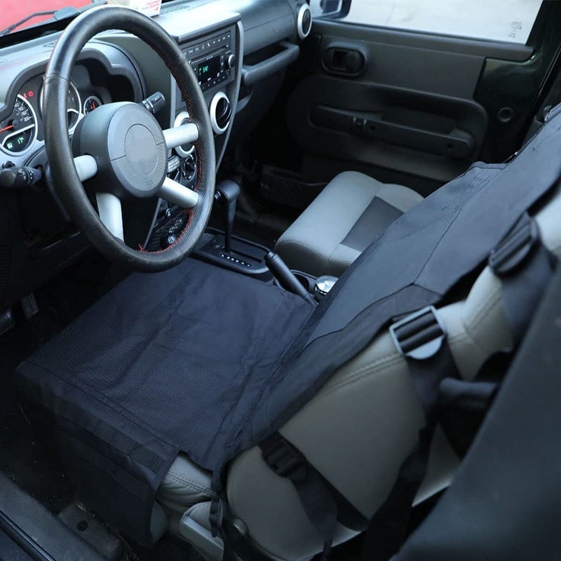 SUNPIE Black Upgrade Larger Seat Protector Tactical Seat Cover Universal Fit for Trucks Pickup SUV, Compatible with JL/JT, JK, TJ, Compatible with F150 Multi Pockets Molle Seat Back Organizer - Image 3